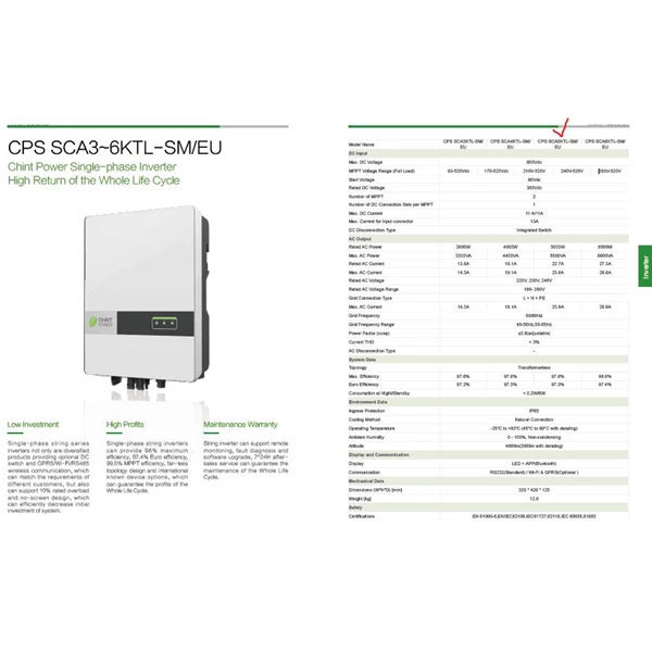 CHINT CPS SCA5KTL-SM/EU Solar PV inverter 5KW
